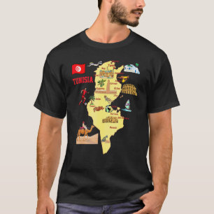 Camiseta Mapa de pontos turísticos de cidades principais da