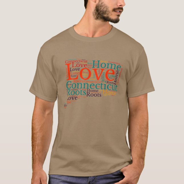 Camiseta Mapa de raízes do amor em Connecticut Oversized (Frente)