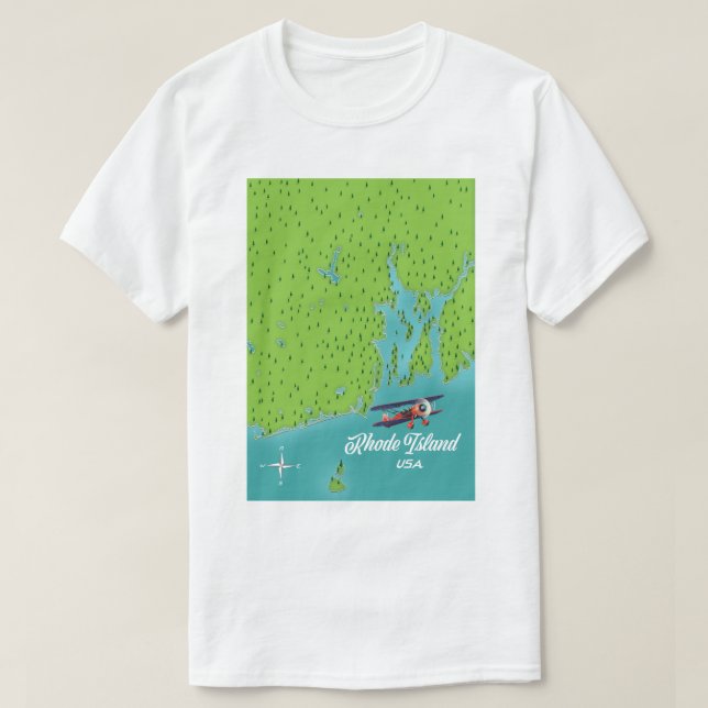 Camiseta Mapa de Rhode Island EUA (Frente do Design)