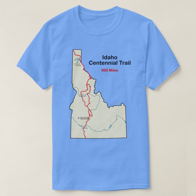 Camiseta Mapa de Rota de Idaho Centenal Trail TShirt (Frente do Design)