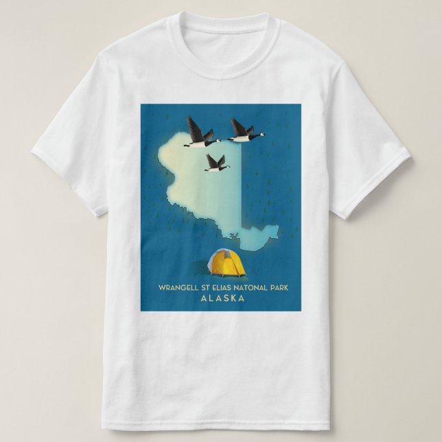 Camiseta Mapa de ruas de Wrangell Elias Alaska (Frente do Design)