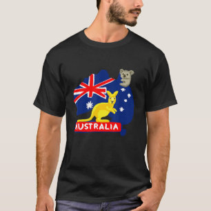 Camiseta Mapa de Sinalizador da Austrália Continente Kangar