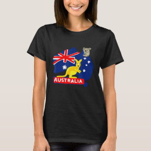 Camiseta Mapa de Sinalizador da Austrália Continente Kangar