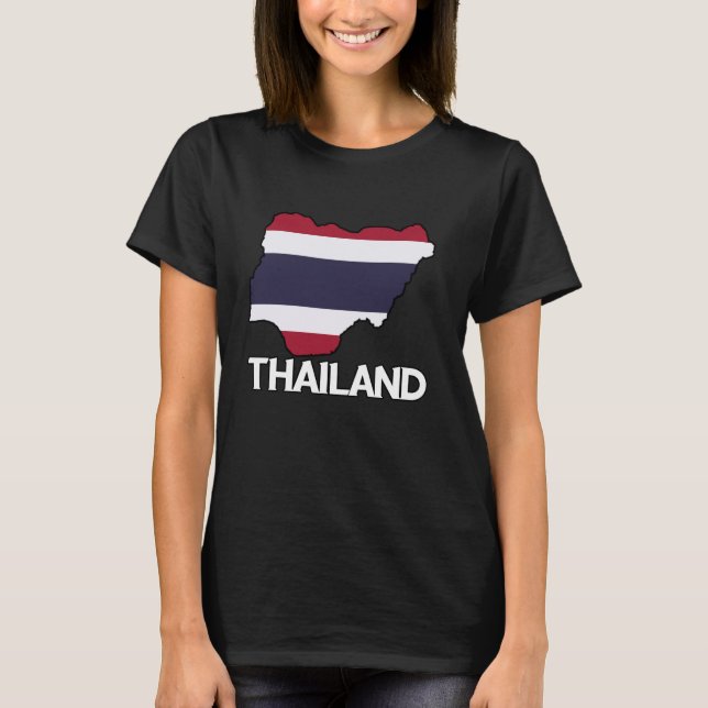 Camiseta Mapa de Sinalizador da Tailândia Raízes Tailandesa (Frente)