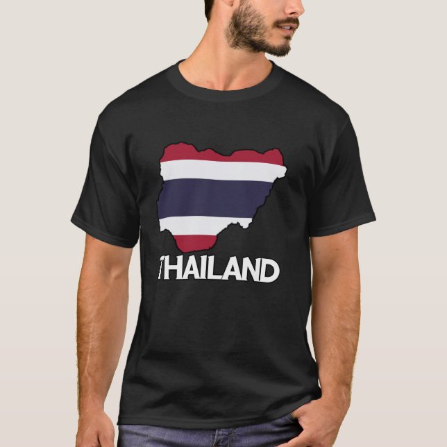 Camiseta Mapa de Sinalizador da Tailândia Raízes Tailandesa (Frente)