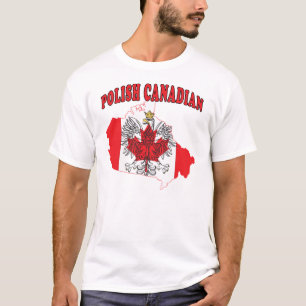 Camiseta Mapa de Sinalizador do Canadá Polonês