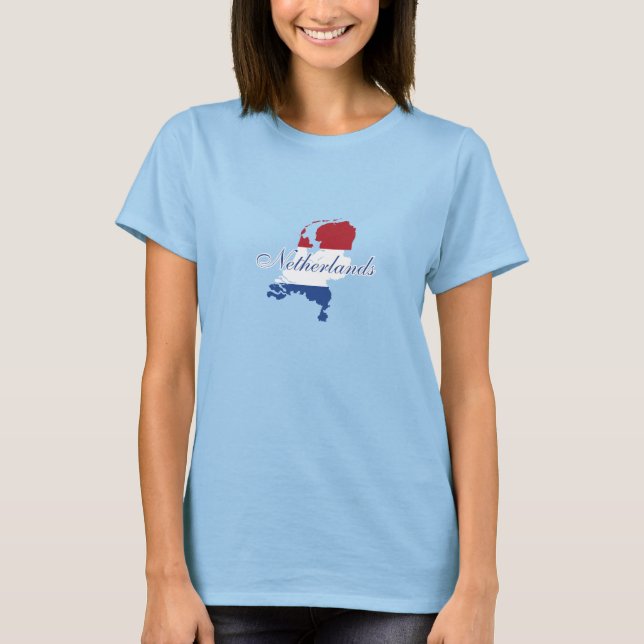 Camiseta Mapa de Sinalizador Holandês Souvenir Modern (Frente)