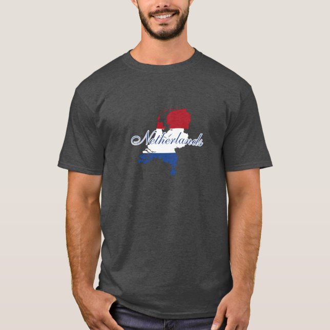 Camiseta Mapa de Sinalizador Holandês Souvenir Modern (Frente)