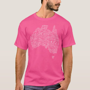 Camiseta Mapa De Slang Australiano Preto E Branco
