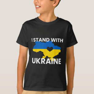 Camiseta Mapa de Suporte à Ucrânia Coração Ficar Juntos Ucr