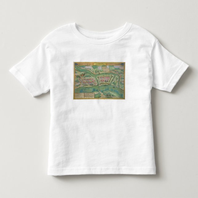 Camiseta Mapa de Szolnok, de "Civitates Orbis Terrarum" (Frente)