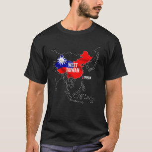 Camiseta Mapa de Taiwan Ocidental China I Love Taiwan Flag 