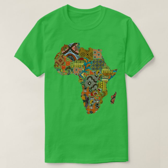 Camiseta Mapa de Tecidos Africano (Frente do Design)