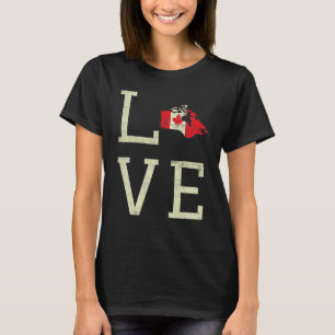 Camiseta Mapa de Terra do Amor Mapeamento do Dia do Canadá 