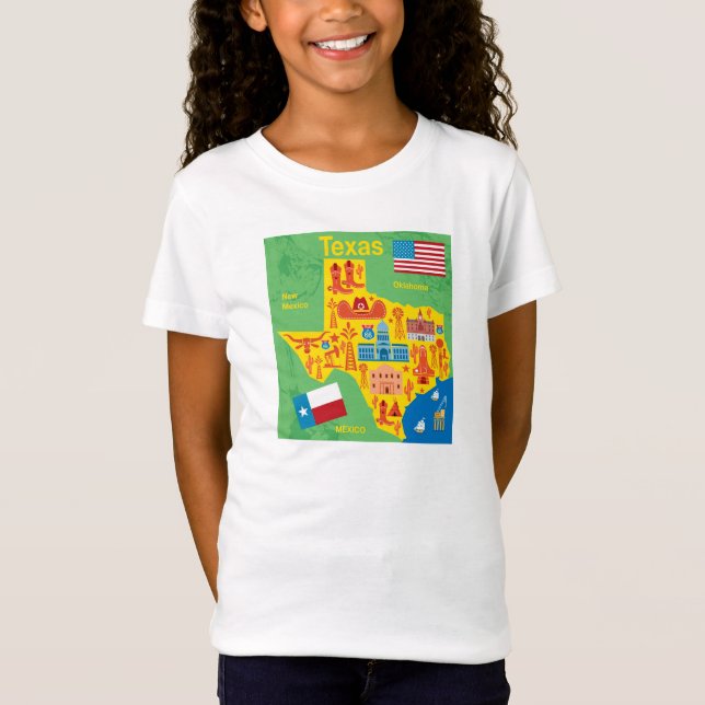 Camiseta Mapa de Texas dos miúdos (Frente)