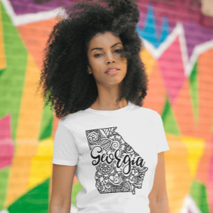 Camiseta Mapa de Texto Mandala para a Linha da Georgia Colo