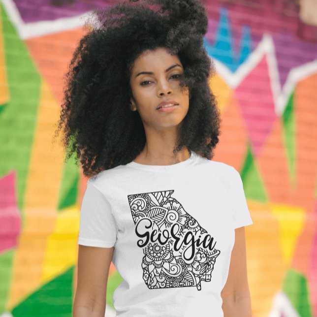 Camiseta Mapa de Texto Mandala para a Linha da Georgia Colo (Criador carregado)