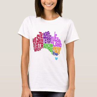 Camiseta Mapa de Texto Tipográfico da Austrália