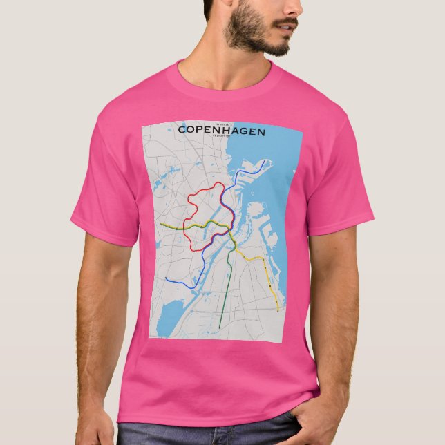 Camiseta Mapa de trânsito de Copenhaga (Frente)