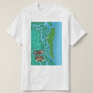 Camiseta Mapa de viagem da Ilha Amelia na Flórida.