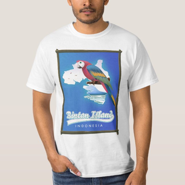 Camiseta mapa de viagem da ilha Bintan Indonésia (Frente)