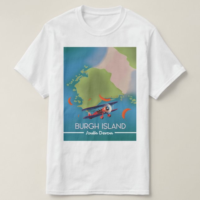 Camiseta Mapa de viagem da Ilha Burgh Devon (Frente do Design)