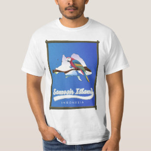 Camiseta Mapa de viagem da Ilha Samosir Indonésia