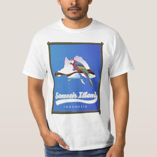 Camiseta Mapa de viagem da Ilha Samosir Indonésia (Frente)