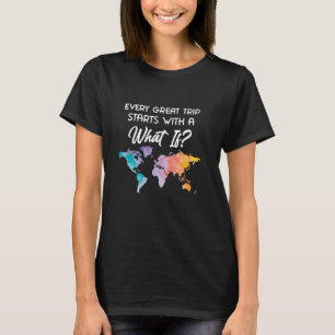 Camiseta Mapa de Viagem de Avião Colorido Souvenir - Mundo