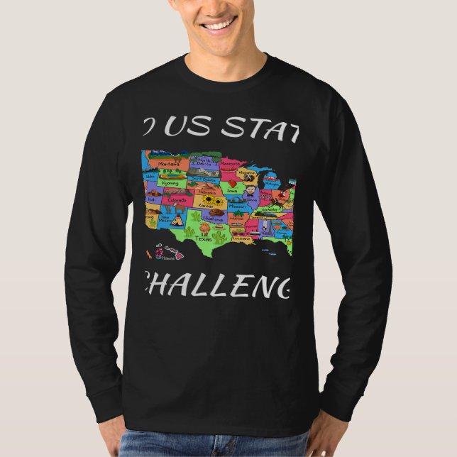 Camiseta Mapa de viagem dos EUA Visite 50 estados (Frente)