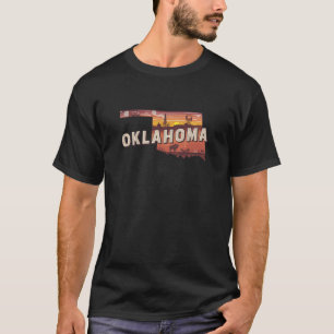 Camiseta Mapa de viagem ilustrado do estado vintage Oklahom
