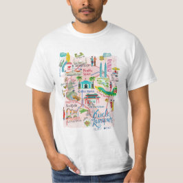 Camiseta Mapa de viagem ilustrativo rosa de Kuala Lumpur