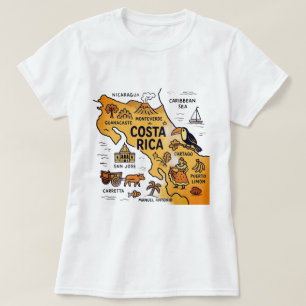 Camiseta Mapa de viagens vintage da Costa Rica