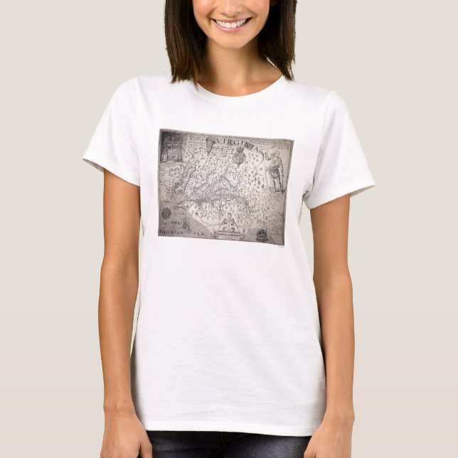 Camiseta Mapa de Virgínia, 1612 (Frente)