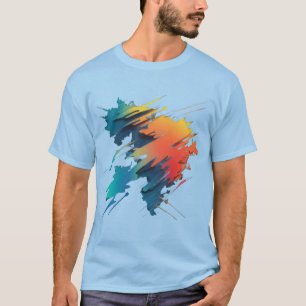 Camiseta Mapa dinâmico de Abstrato: cores douradas e Design