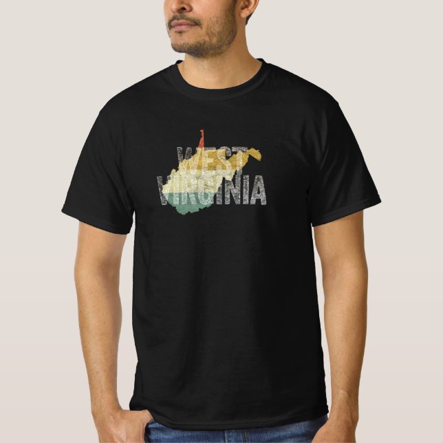 Camiseta Mapa Distante do Sunset Retro Retro da Virgínia Oc (Frente)