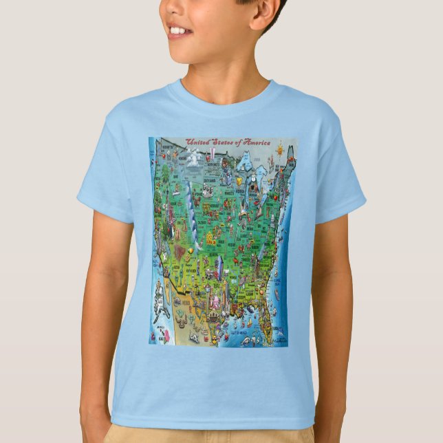 Camiseta Mapa diverso dos EUA (Frente)