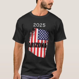 Camiseta Mapa do Arizona Bandeira Americana Liberdade 2025