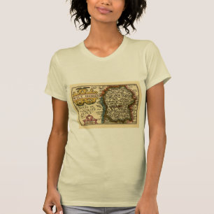 Camiseta Mapa do Atlas Antiquário Antigo do Condado de Wilt