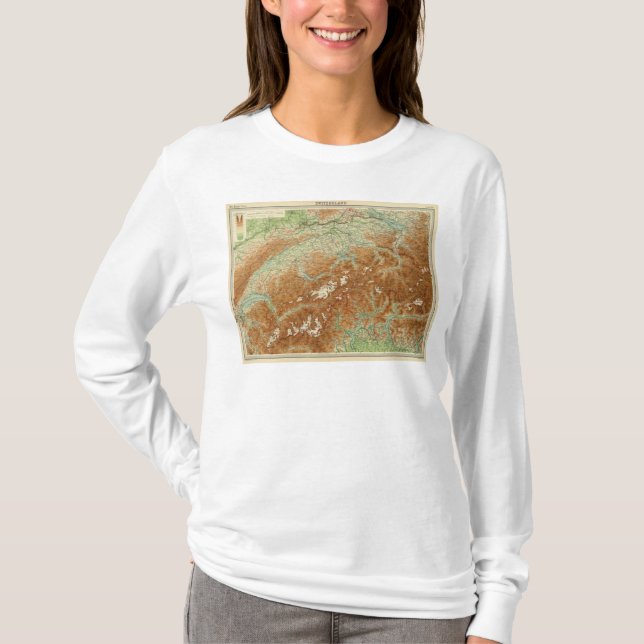 Camiseta Mapa do atlas da suiça (Frente)