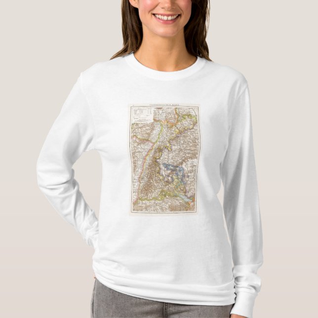 Camiseta Mapa do atlas de Baden Alemanha (Frente)