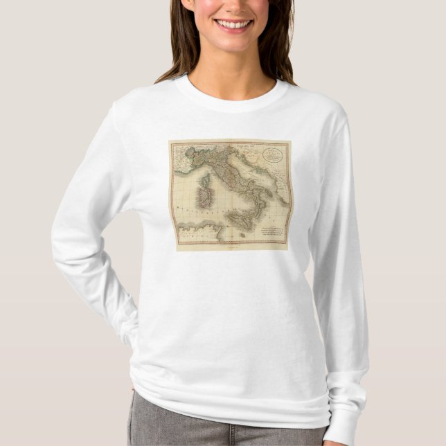 Camiseta Mapa do atlas de Italia (Frente)