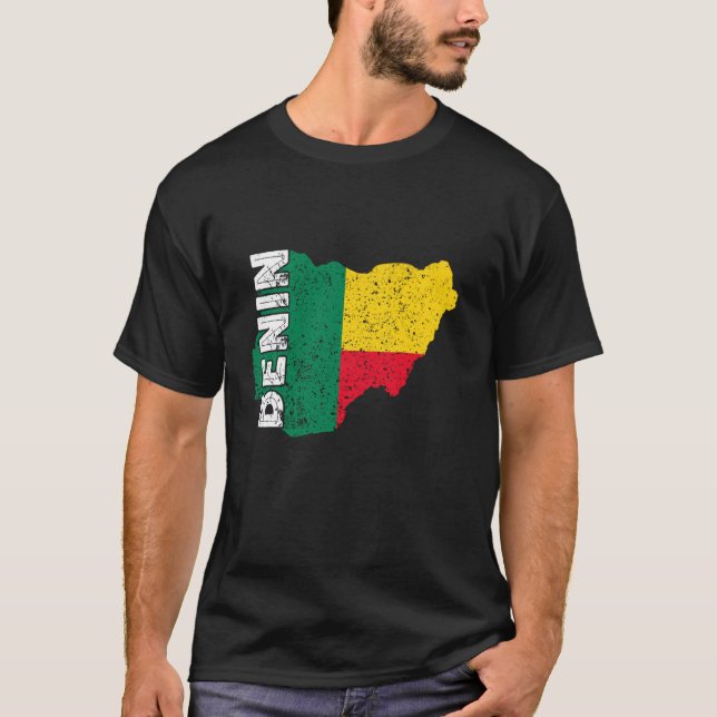 Camiseta Mapa do Benim Orgulho Beninense Bandeira Beninense (Frente)