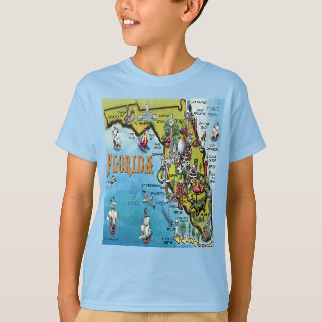 Camiseta Mapa do Cartoon da Flórida (Frente)