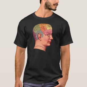 Camiseta Mapa do Cérebro da Mente da Frenologia Vintage