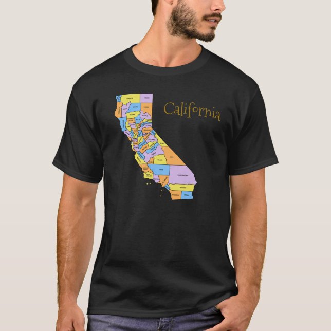 Camiseta Mapa do Condado da Califórnia (Frente)