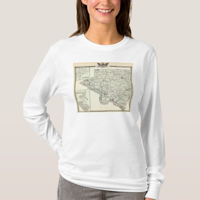 Camiseta Mapa do Condado de Randolph, botão vermelho e de (Frente)