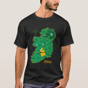 Camiseta Mapa do Condado de Tipperary Irlanda Eire Viagens
