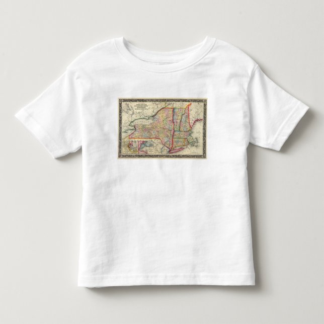 Camiseta Mapa do condado dos estados de New York (Frente)
