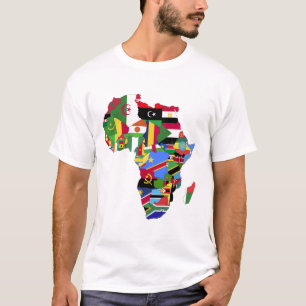 Camiseta Mapa do Continente Africano com Bandeiras